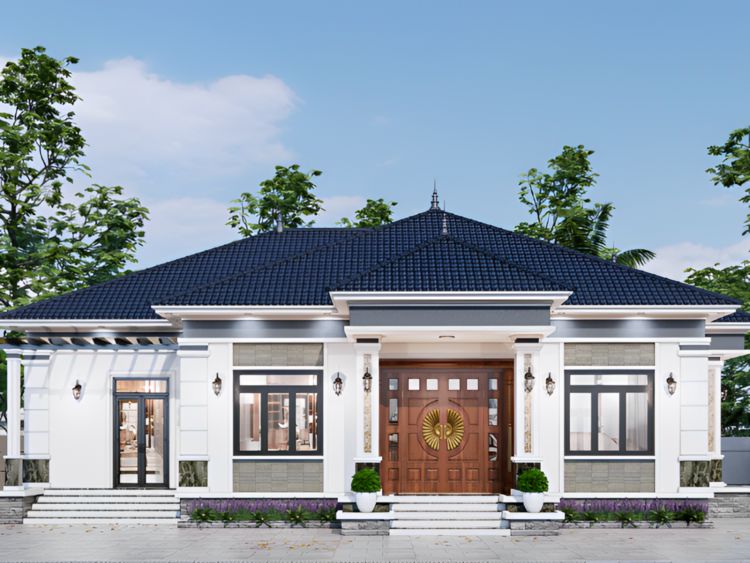 Nhà cấp 4 mái Nhật 4 phòng ngủ, 1 phòng thờ