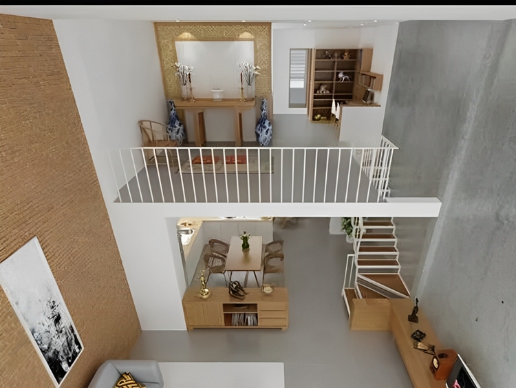 Xây nhà gác lửng 2 phòng ngủ đẹp, hiện đại giá 200 triệu