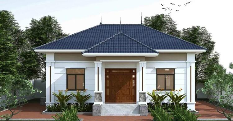 Mẫu nhà cấp 4 nông thôn có sân vườn