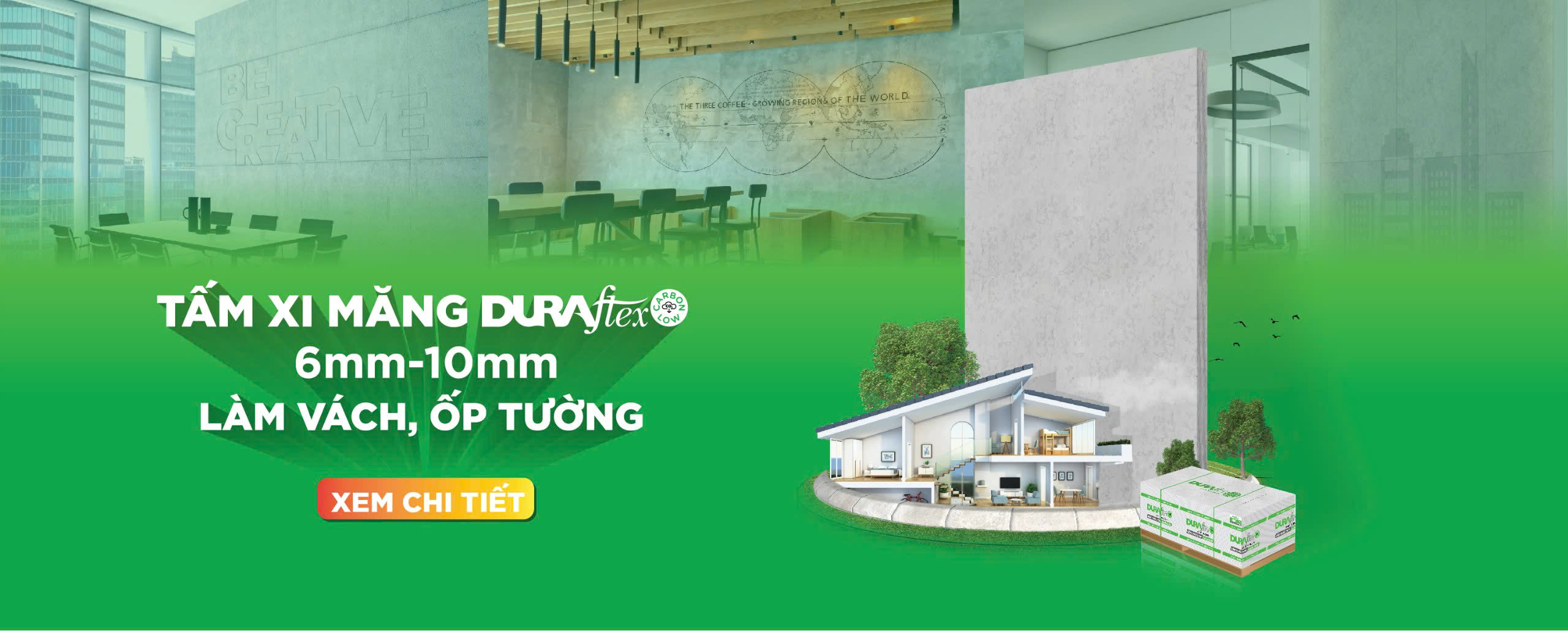 Tấm xi măng DURAflex 6mm-10mm làm vách, ốp tường