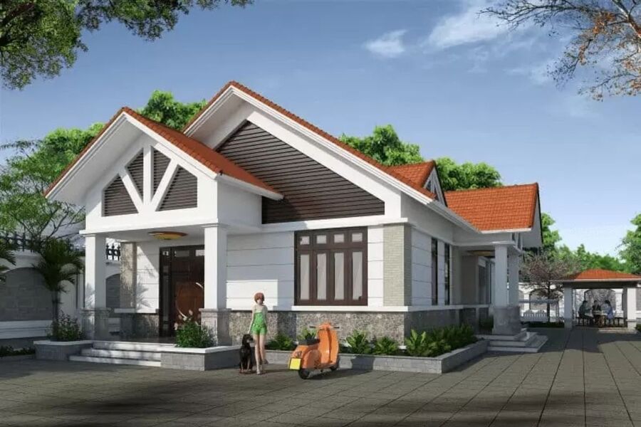 Top 30 mẫu nhà mái Thái 1 tầng 500 triệu đẹp, đơn giản