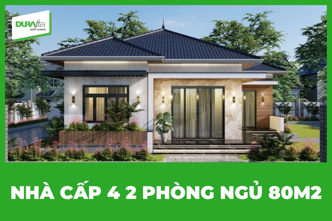 nhà cấp 4 2 phòng ngủ 80m2