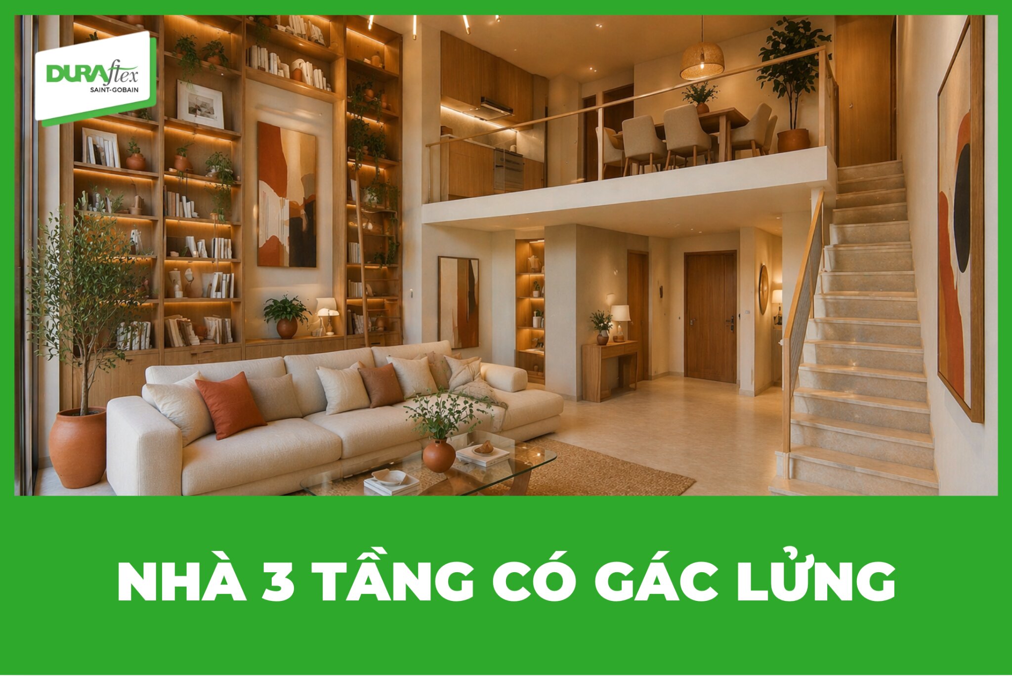 Nhà 3 tầng có gác lửng