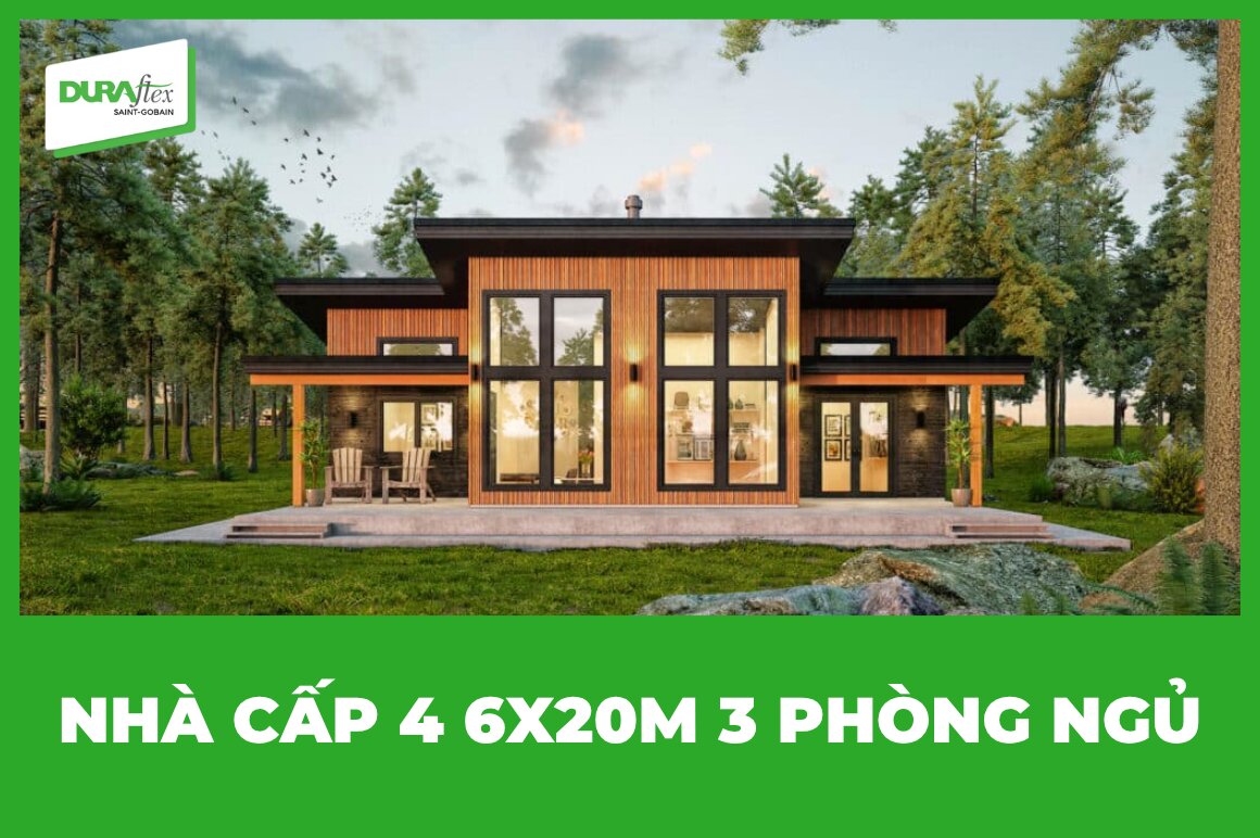 nhà cấp 4 6x20m 3 phòng ngủ