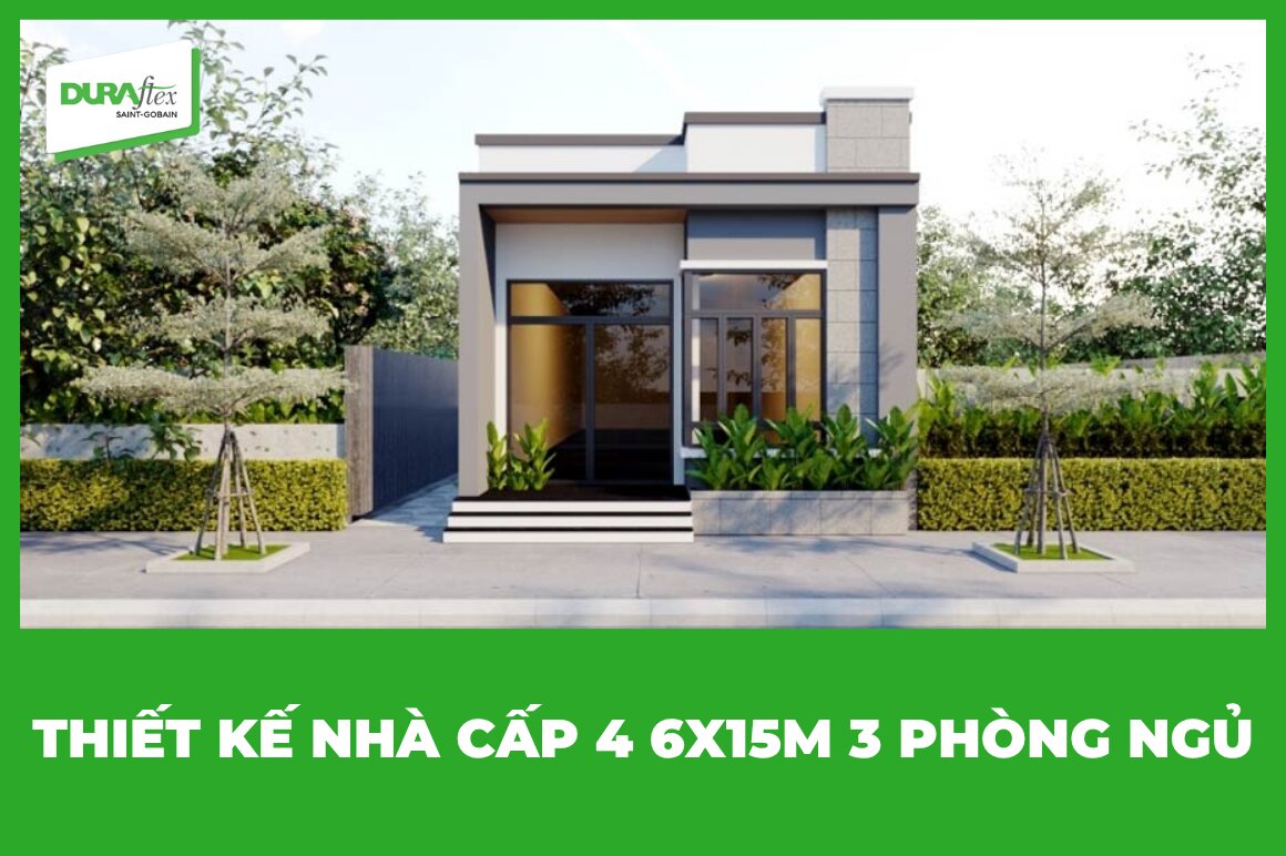 thiết kế nhà cấp 4 6x15m 3 phòng ngủ