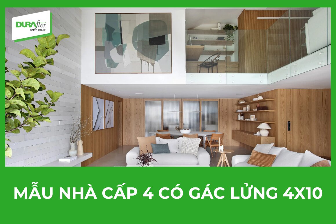 Mẫu nhà cấp 4 có gác lửng 4x10m