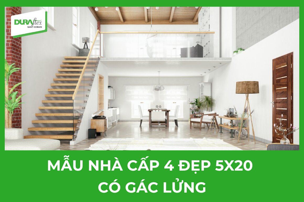 Mẫu nhà cấp 4 đẹp 5x20 có gác lửng hiện đại tối ưu công năng