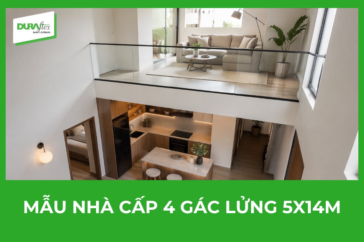 Mẫu nhà cấp 4 gác lửng 5x14m