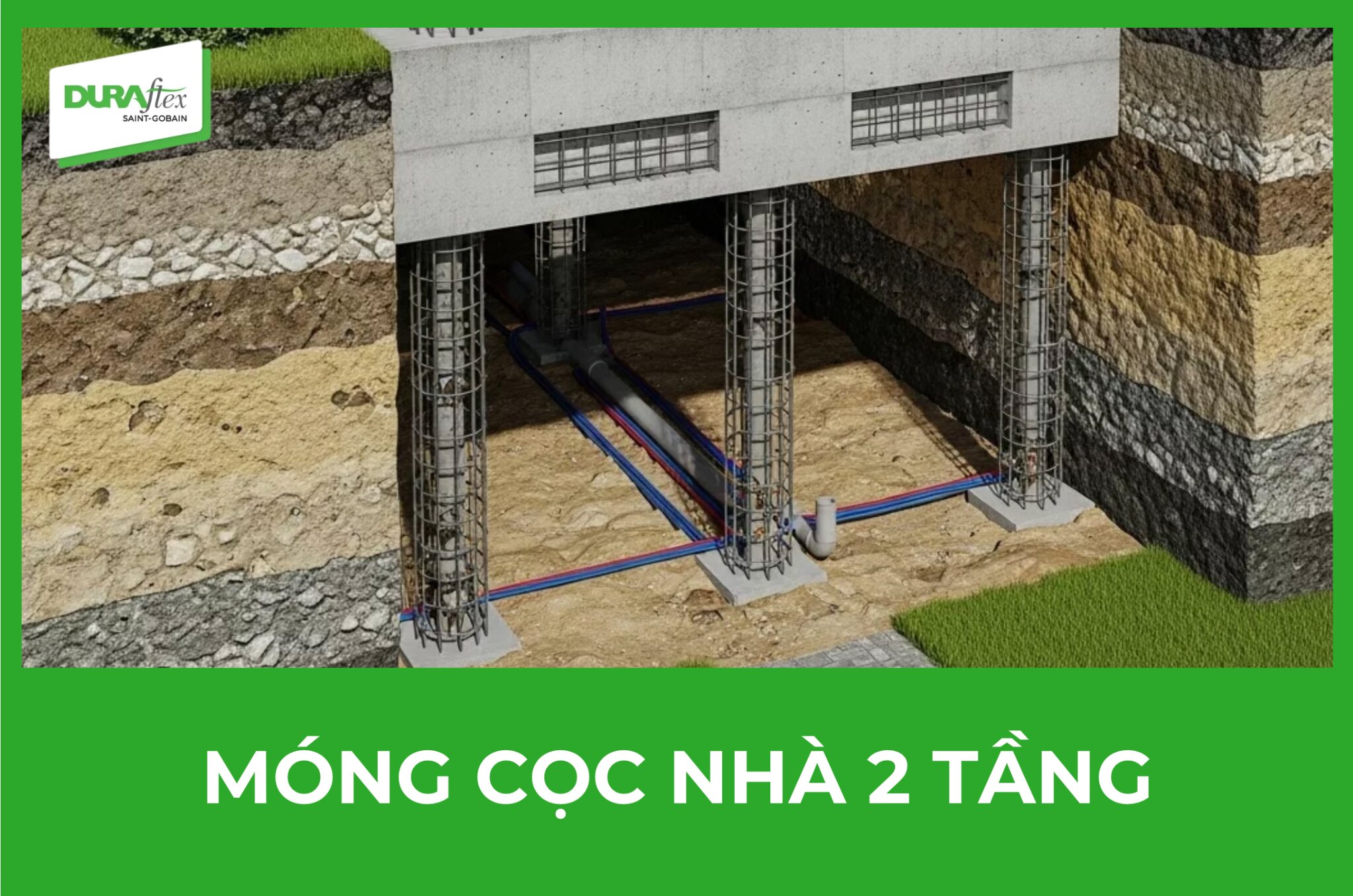 Móng cọc nhà 2 tầng 