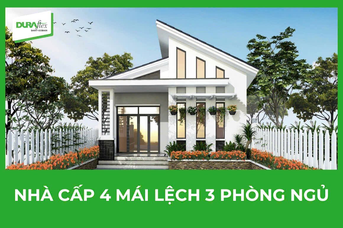 Nhà cấp 4 mái lệch 3 phòng ngủ