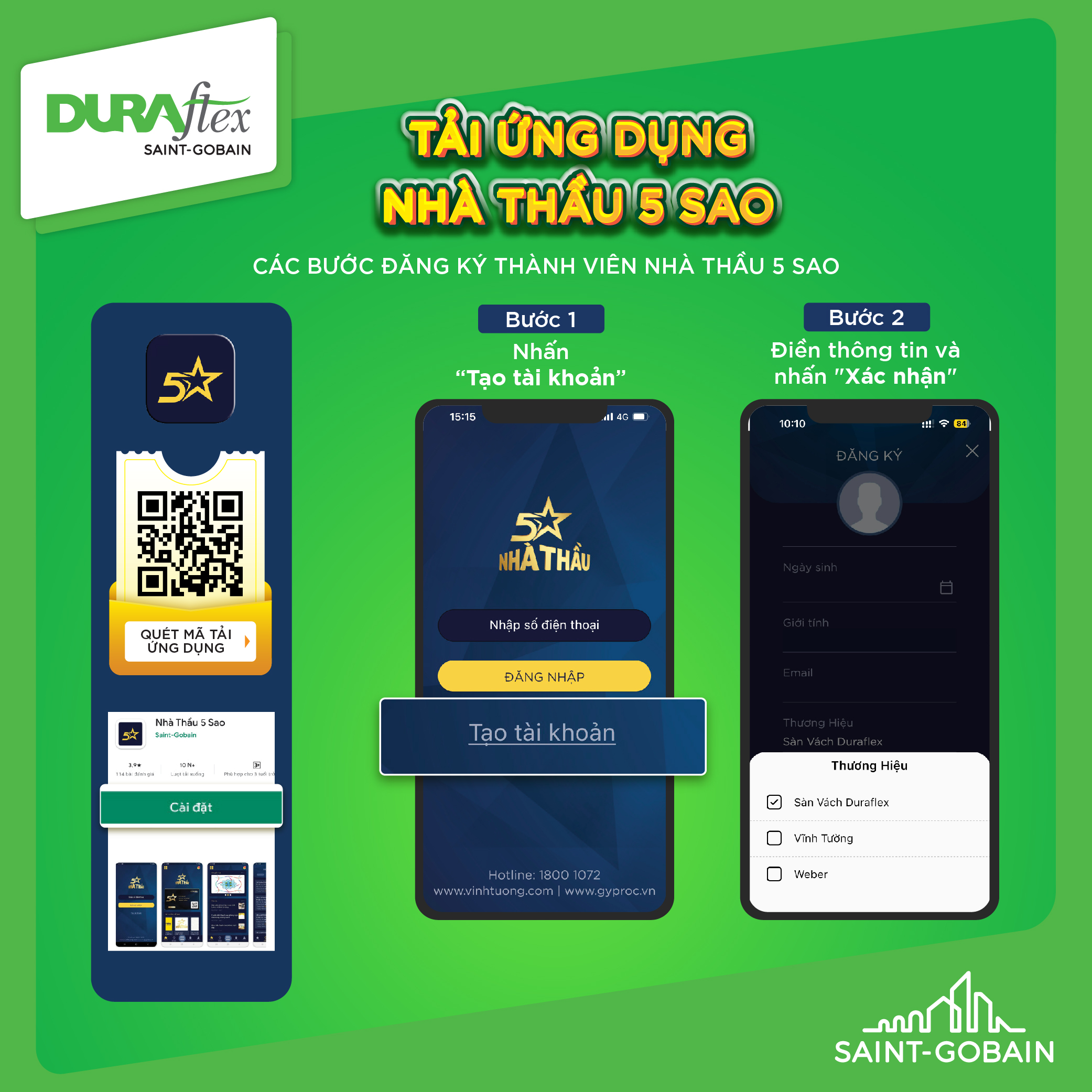 Ứng dụng nhà thầu 5 sao