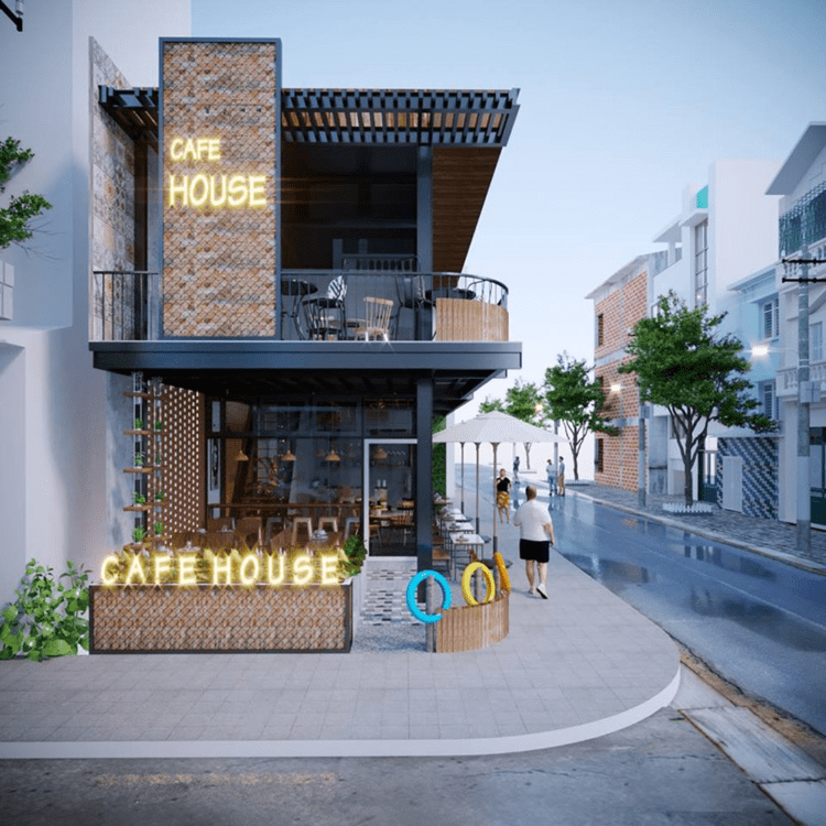 Mẫu quán cafe khung thép hiện đại, chi phí thấp