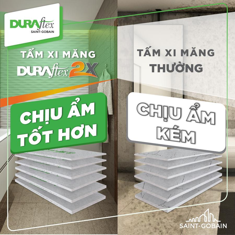 Tấm xi măng 6mm có khả năng chịu ẩm tốt