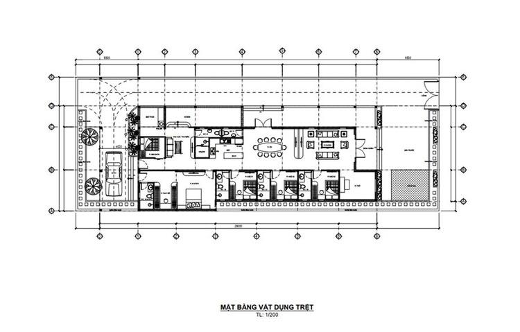 Bản vẽ thiết kế nhà ống cấp 4 mái Thái đơn giản, hiện đại