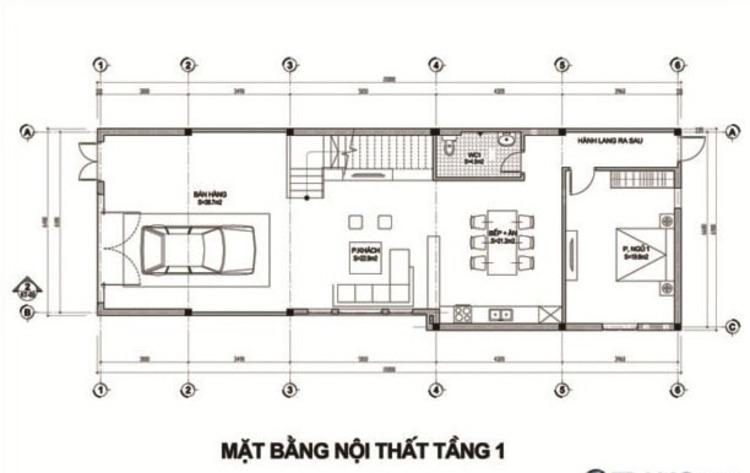 Bản vẽ nhà ống 2 tầng 5x20 đơn giản