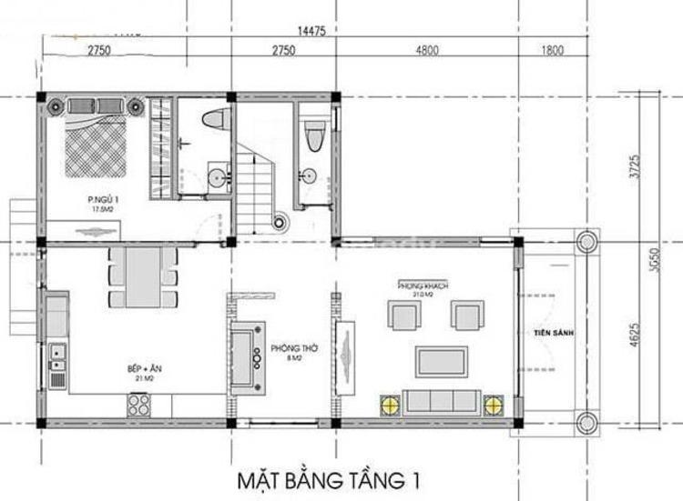 Bản vẽ nhà ống 2 tầng chữ L độc đáo 