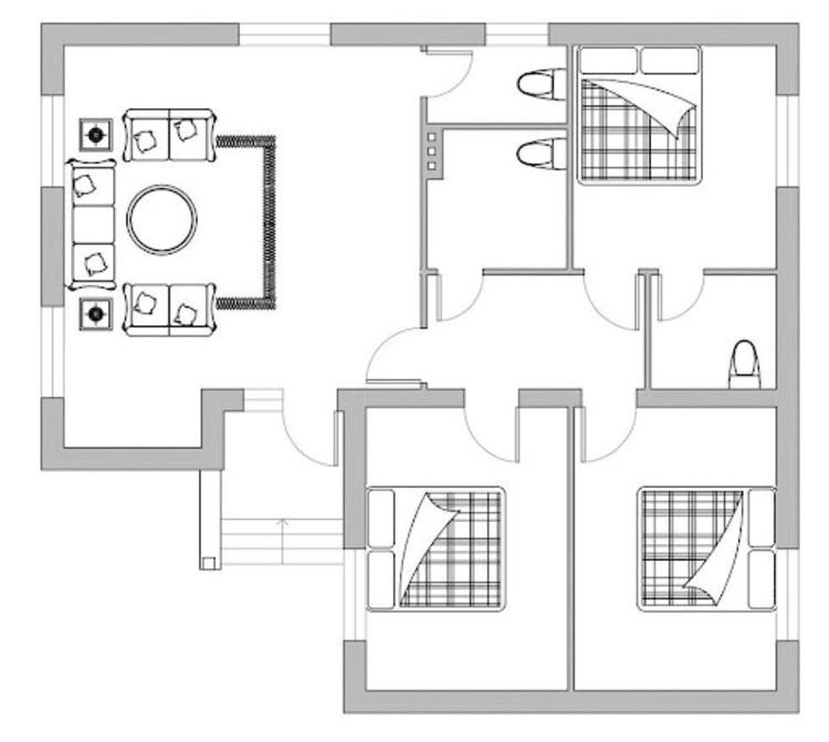 Bản vẽ thiết kế nhà cấp 4 gác lửng 3 phòng ngủ