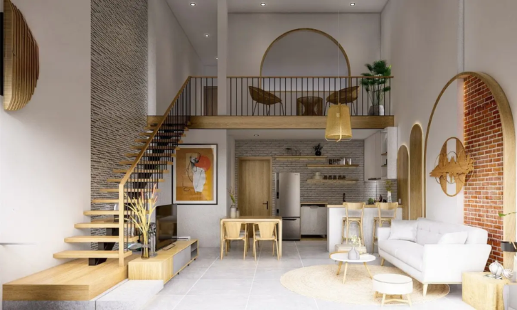 Cách bố trí cầu thang nhà cấp 4 gác lửng 200 triệu đẹp