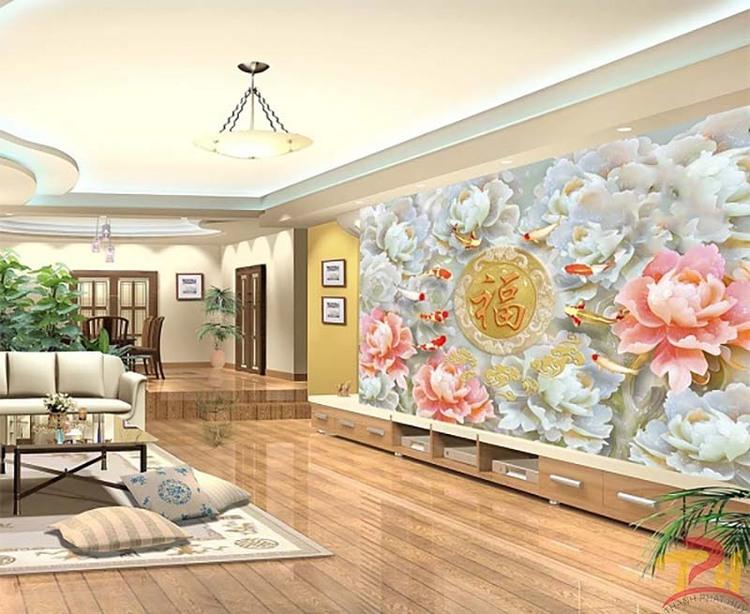 Gạch ốp tường trang trí phòng khách in hình độc đáo