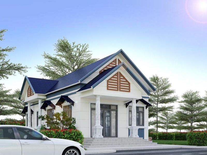 Mẫu mặt tiền nhà cấp 4 mái Nhật có gác lửng đầy đủ công năng