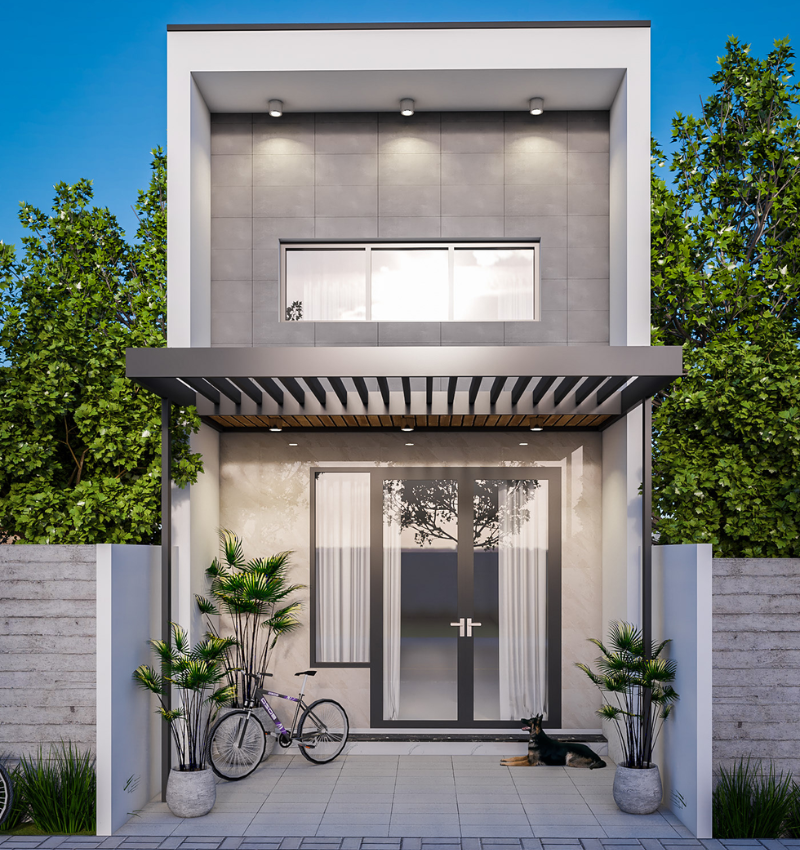 Mẫu mặt tiền nhà cấp 4 gác lửng 5x12m đẹp, đơn giản, tiện nghi 