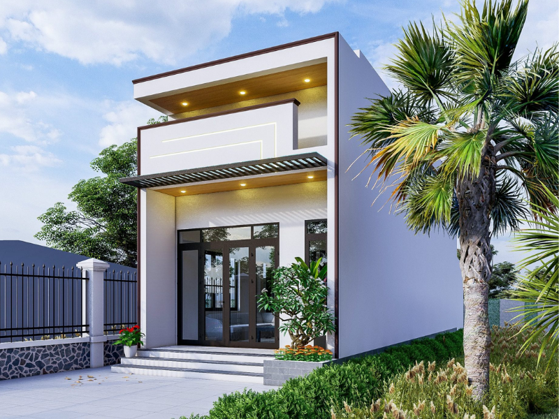 Mẫu mặt tiền nhà ống gác lửng 5x20m thiết kế hiện đại, tinh tế 