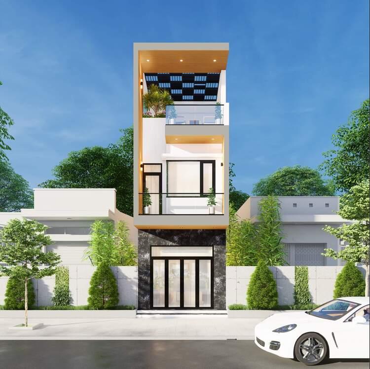 Mẫu nhà 2 tầng 1 tum đẹp, hiện đại có mặt tiền ngang 4m 