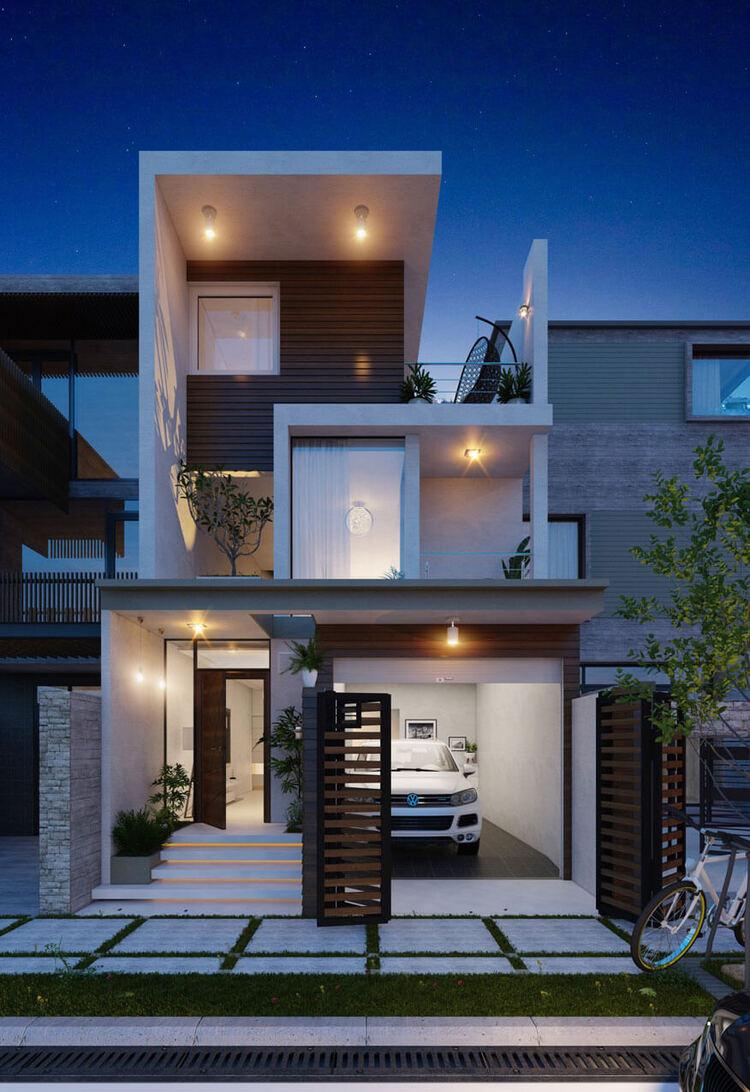 Mẫu nhà 2 tầng có gara hiện đại, tối ưu công năng