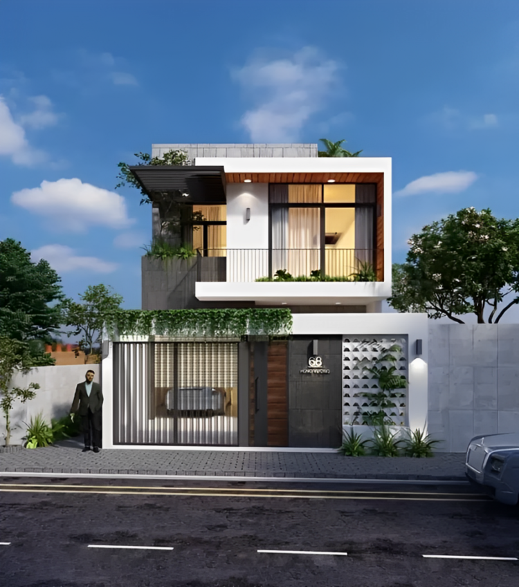 Mẫu nhà 2 tầng đẹp giá 1 tỷ mái bằng hiện đại