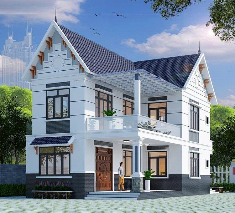 Mẫu nhà 2 tầng chữ L 100m2 giá 1 tỷ có kiến trúc độc đáo và hài hòa