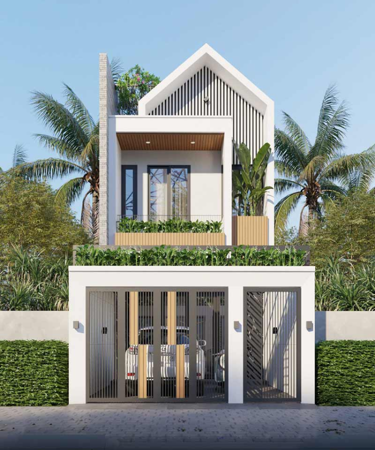 Mẫu nhà 2 tầng đẹp ở nông thôn với mặt tiền ngang 6m