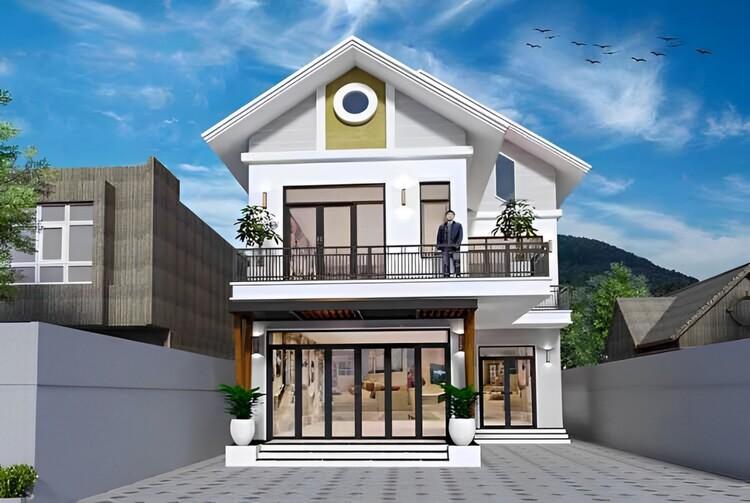 Mẫu nhà chữ L 2 tầng đep ở nông thôn tối ưu không gian 