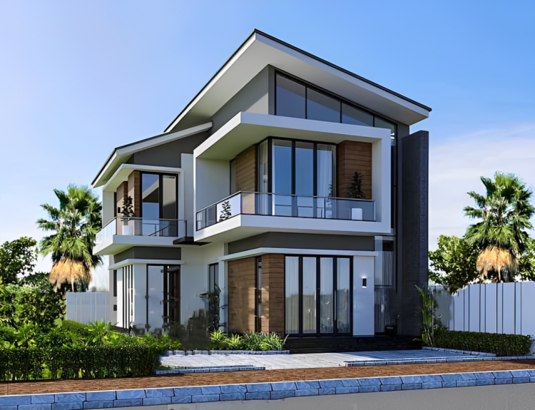 Mẫu nhà gác lửng 2 tầng đẹp ở nông thôn với thiết kế tinh tế 