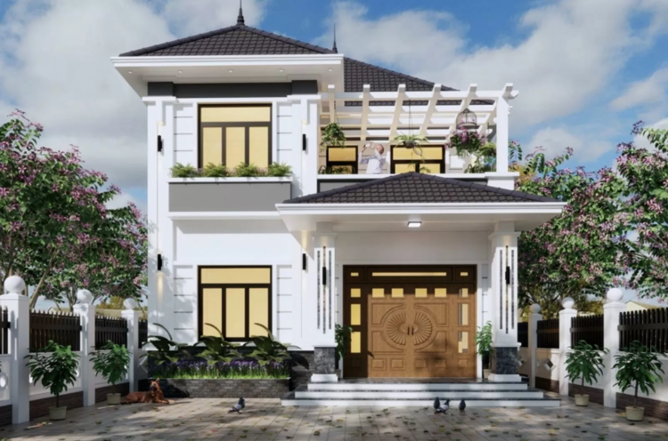 Mẫu nhà 2 tầng nông thôn 800 triệu đẹp, sang trọng 