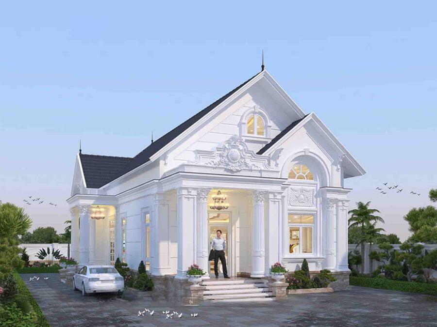 Mẫu nhà cấp 4 đẹp giá rẻ 100 triệu phong cách tân cổ điển sang trọng với hoa văn chạm trổ tinh xảo