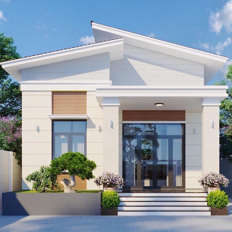 Mẫu nhà cấp 4 đẹp 5x20 mái lệch độc đáo, thu hút