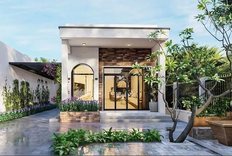 Mẫu nhà cấp 4 đẹp 5x20 có sân vườn rộng, hài hòa với thiên nhiên