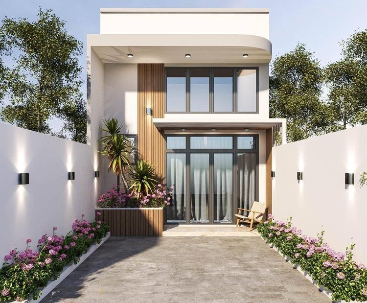 Mẫu nhà cấp 4 đẹp 5x20 với phong cách hiện đại, thiết kế tối giản