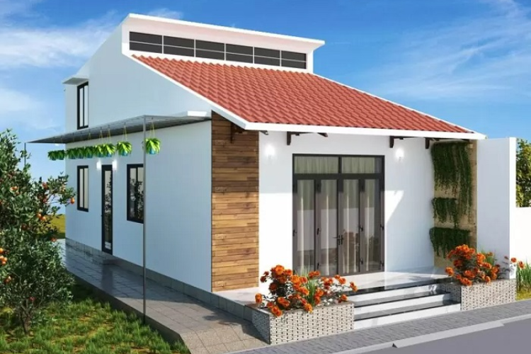 Mẫu nhà cấp 4 nông thôn 250 triệu có gác lửng đẹp, tiện nghi