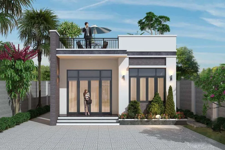 Mẫu nhà cấp 4 nông thôn 250 triệu mái bằng đẹp