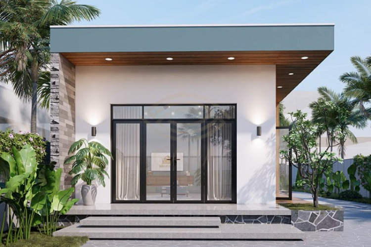 Mẫu nhà cấp 4 nông thôn 250 triệu mái bằng đẹp