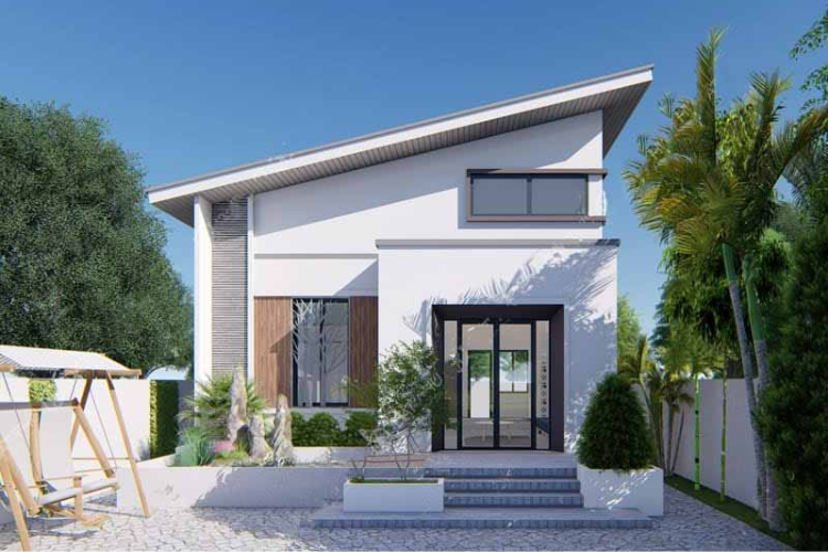 Mẫu nhà cấp 4 nông thôn 250 triệu mái lệch