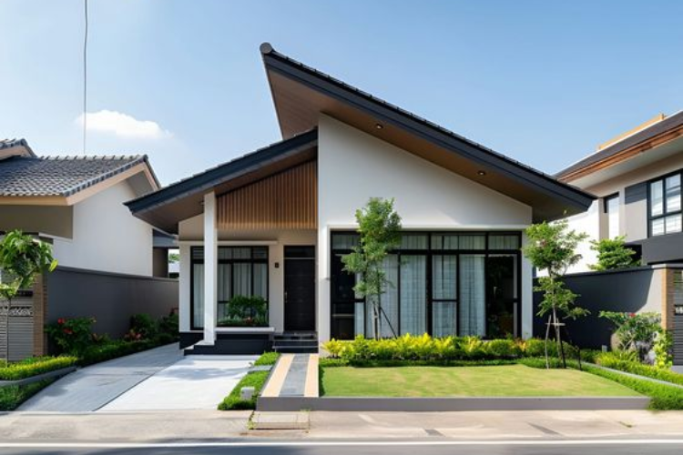 Mẫu nhà cấp 4 nông thôn 250 triệu mái lệch có sân vườn