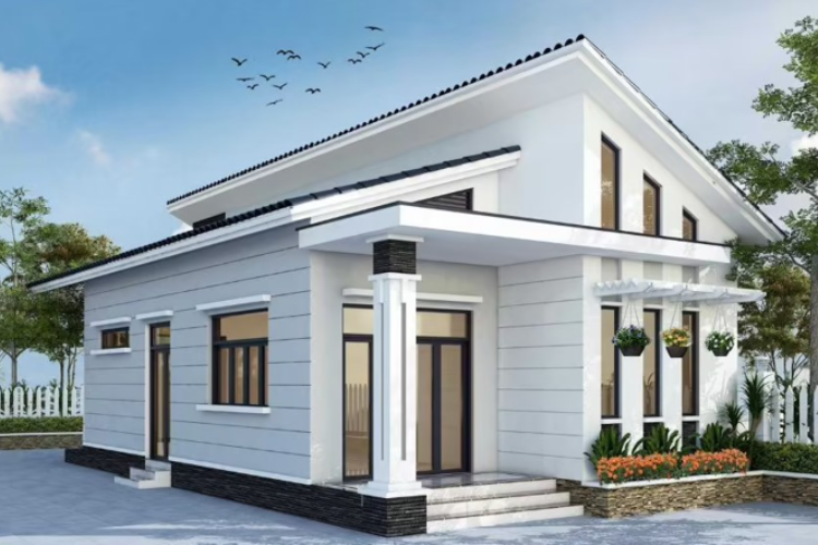 Mẫu nhà cấp 4 nông thôn 250 triệu mái lệch đẹp