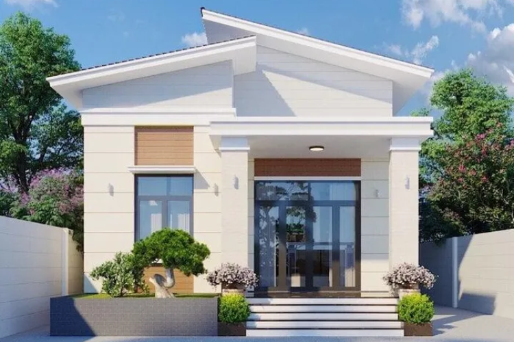 Mẫu nhà cấp 4 nông thôn 250 triệu mái lệch đơn giản