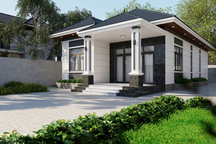 Mẫu nhà cấp 4 nông thôn 250 triệu mái Thái hiện đại