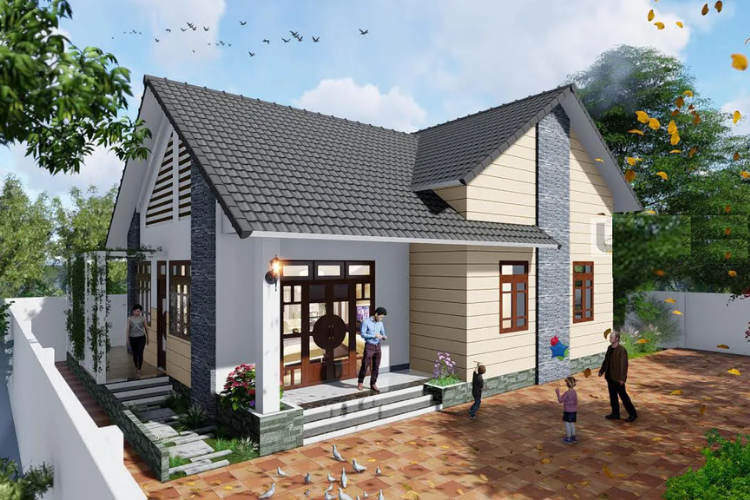 Mẫu nhà cấp 4 nông thôn 250 triệu mái Thái đẹp