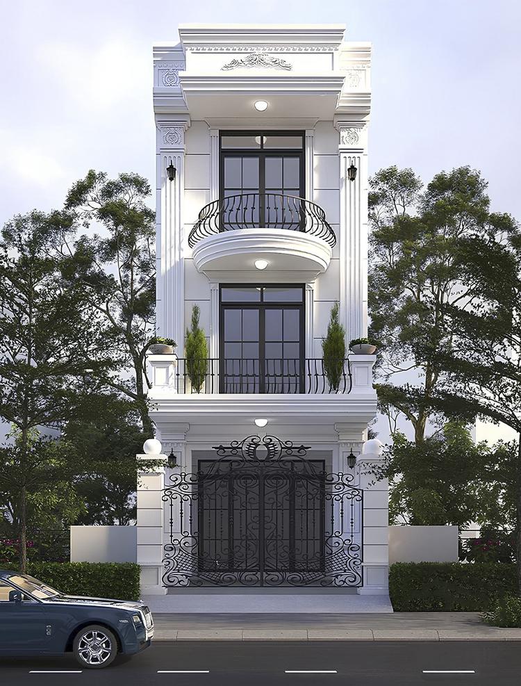Mẫu nhà ống 3 tầng đẹp tân cổ điển hiện đại