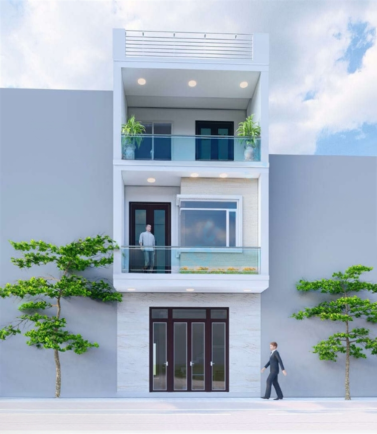 Mẫu nhà ống 3 tầng đơn giản, đầy đủ tiện nghi 