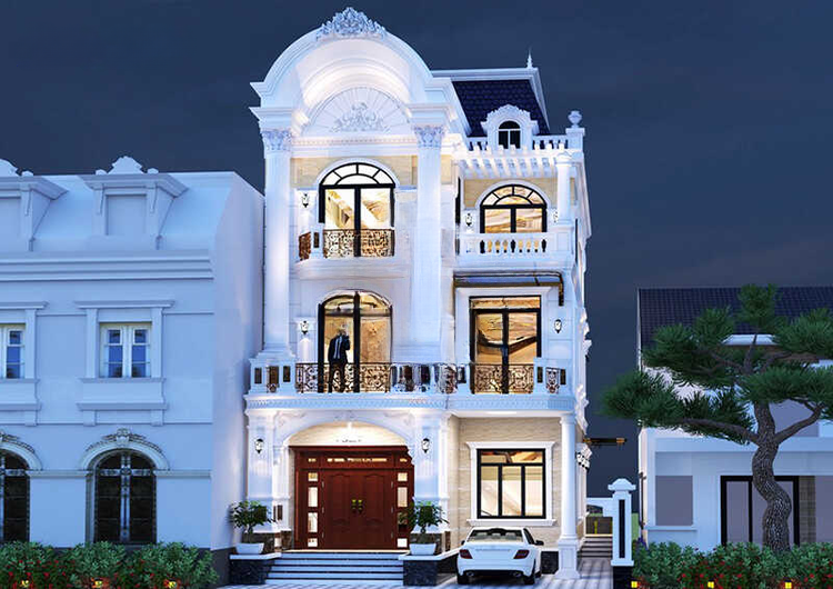 Mẫu nhà ống 3 tầng tân cổ điển đẹp, đầy đủ công năng và tiện nghi hiện đại